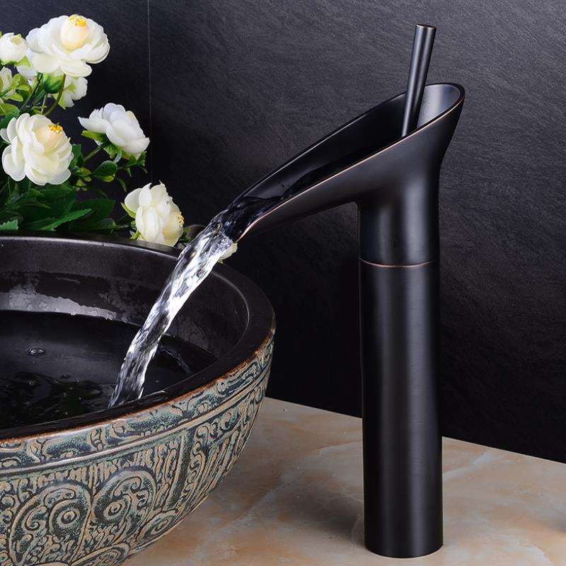 Maliben | Waterfall Antique Faucet Bathroom Sink Faucet Brass Sink Mixers