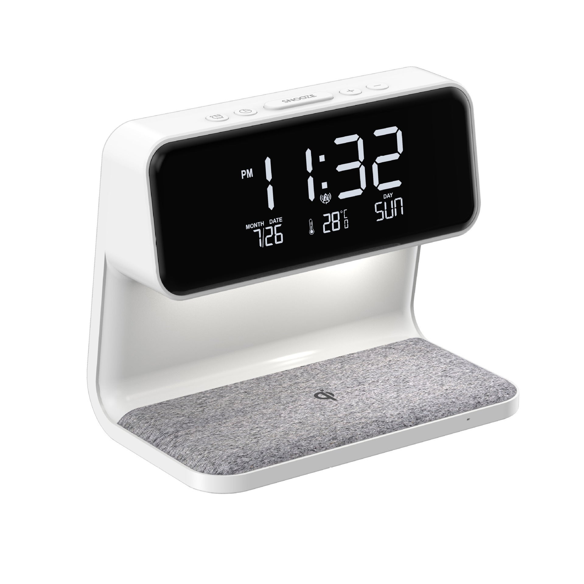 Maliben | 3 In 1 Bedside Lamp With Wireless Charger Lcd Alarm Clock And Dimmable Led