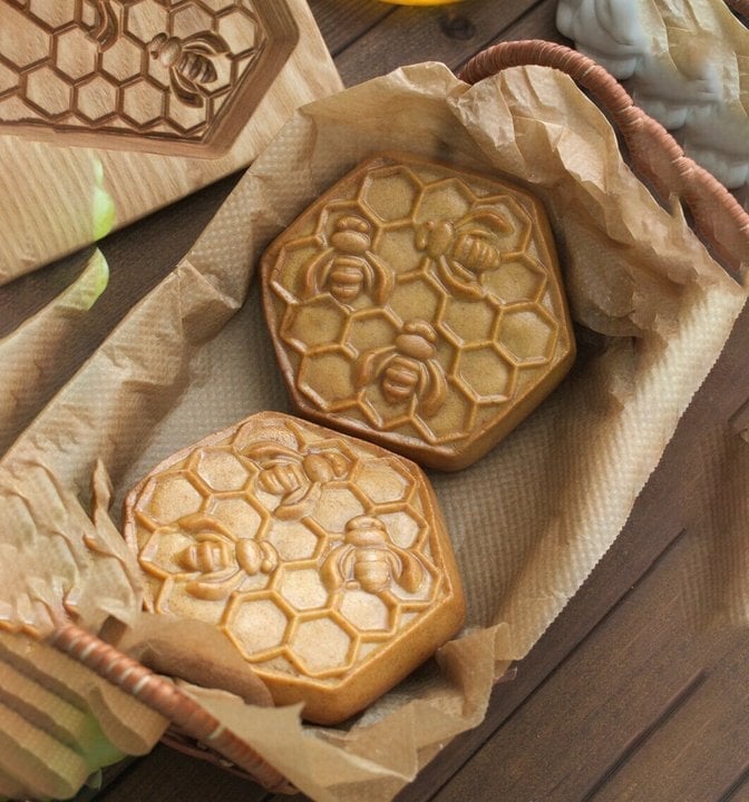 Maliben | Wooden Cookie Mold Set | Engraved Pastry Stamps | Gingerbread & Biscuit Press