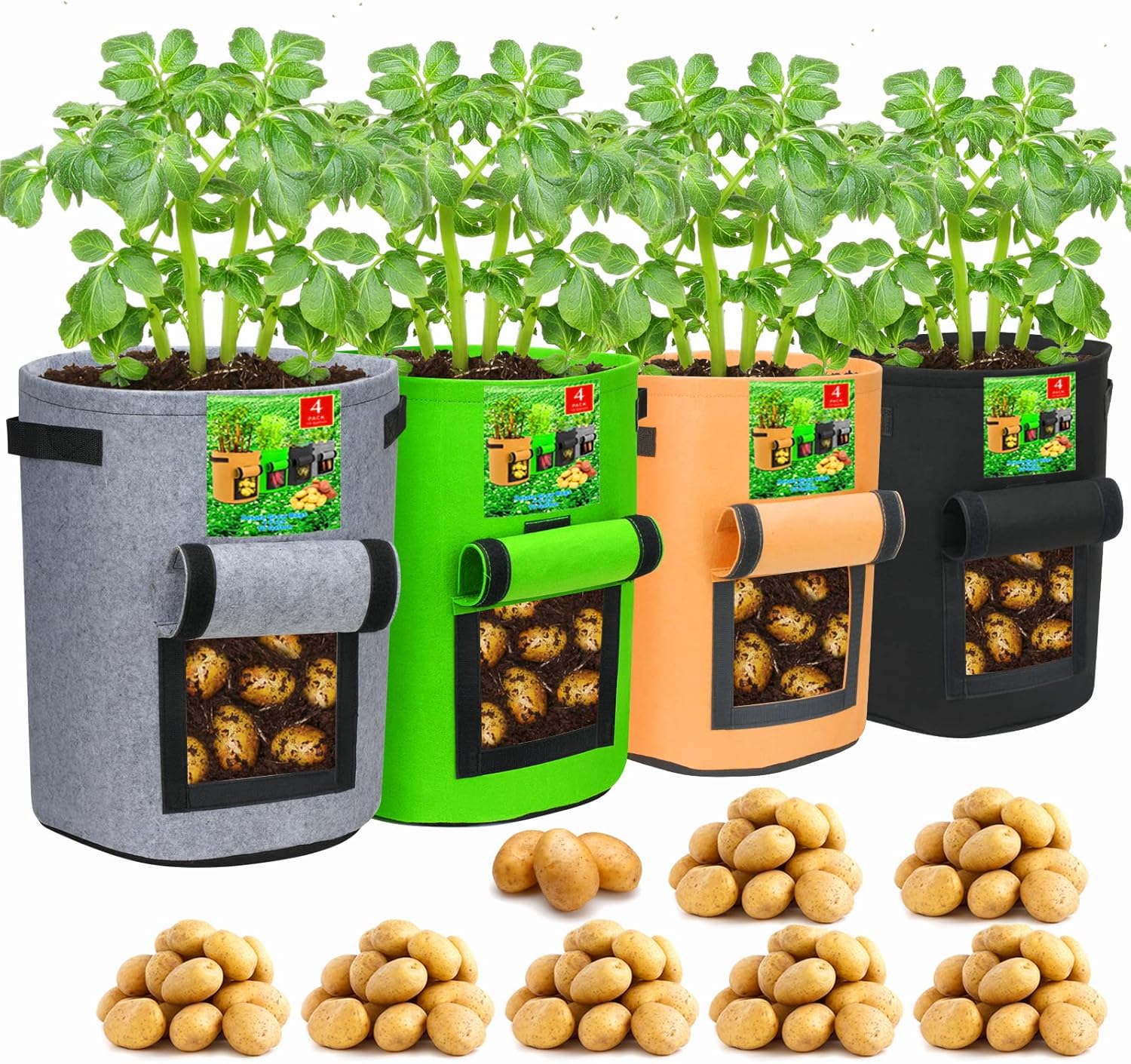 Maliben | 5/7/10/15 Gallon Potato Planting Growing Thickened Nonwoven Plant Fabric Pot Nursery Bags For Home Gardening
