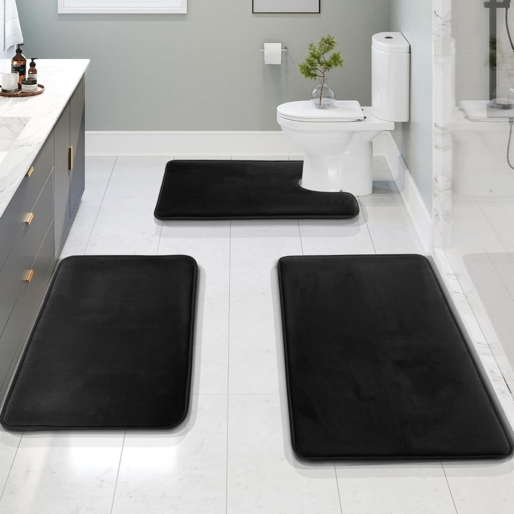 Maliben | Memory Foam Bath Mat Set | Ultra-Soft, Super Absorbent & Non-Slip For Bathroom Comfort