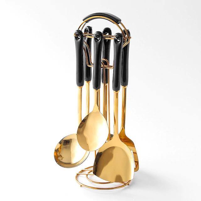Maliben | Golden Kitchen Utensils with Stand