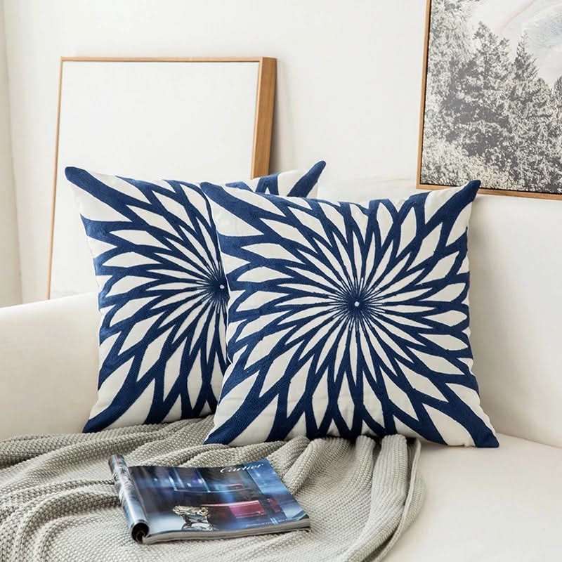 Maliben | Blue Embroidered Decorative Pillow Cover