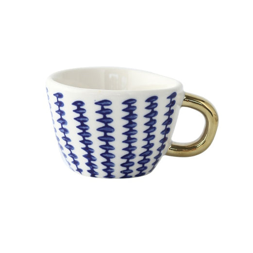 Maliben | Cup with abstract geometric pattern and gold handle