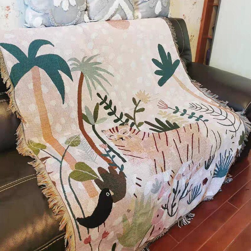 Maliben Boho Style Knitted Blanket