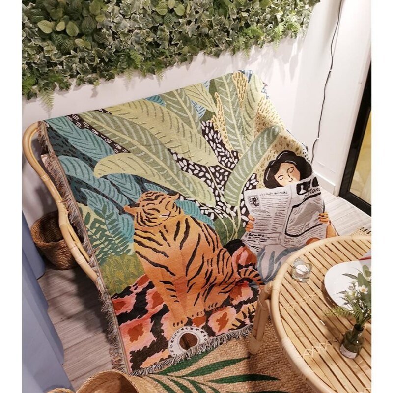 Maliben Boho Style Knitted Blanket