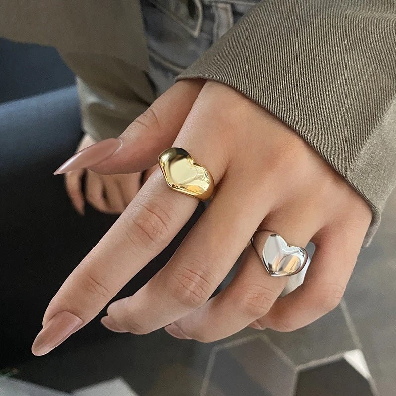 Maliben | Bold Statement Heart Rings