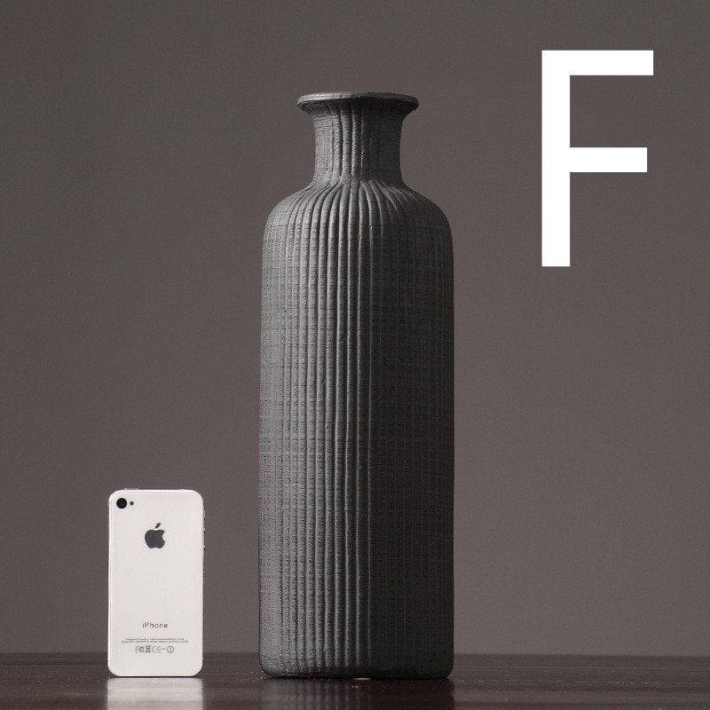 Maliben | Brown Beige Gray Ceramic Flower Vase Pot │ Home Decoration Item