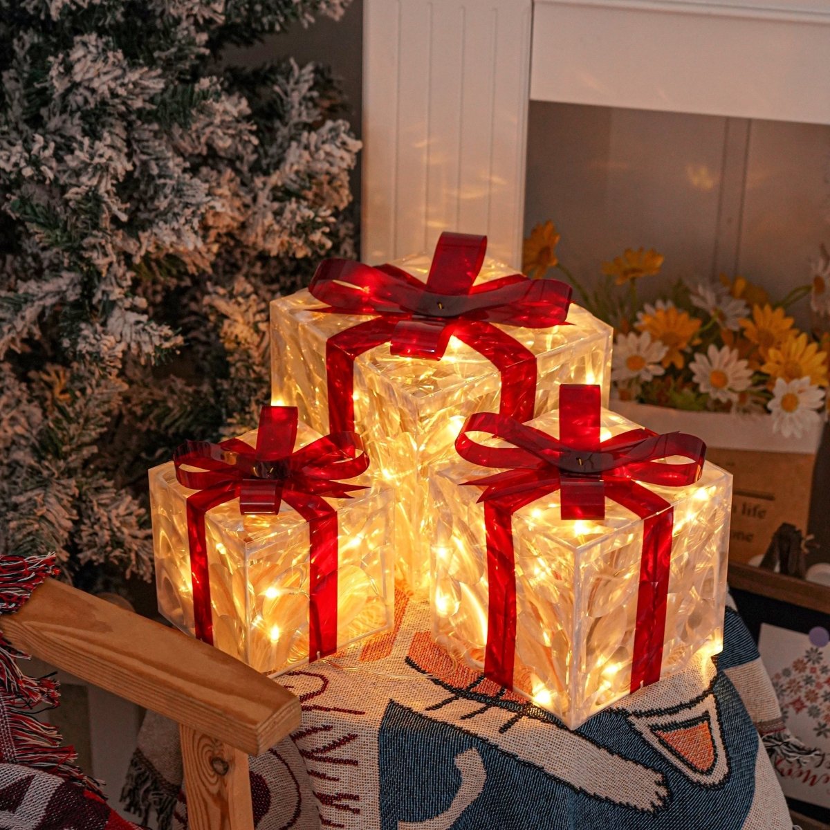 Maliben | Luminous Gifts - Set Of 3 Illuminated Boxes - Christmas Decoration For Indoor And Outdoor