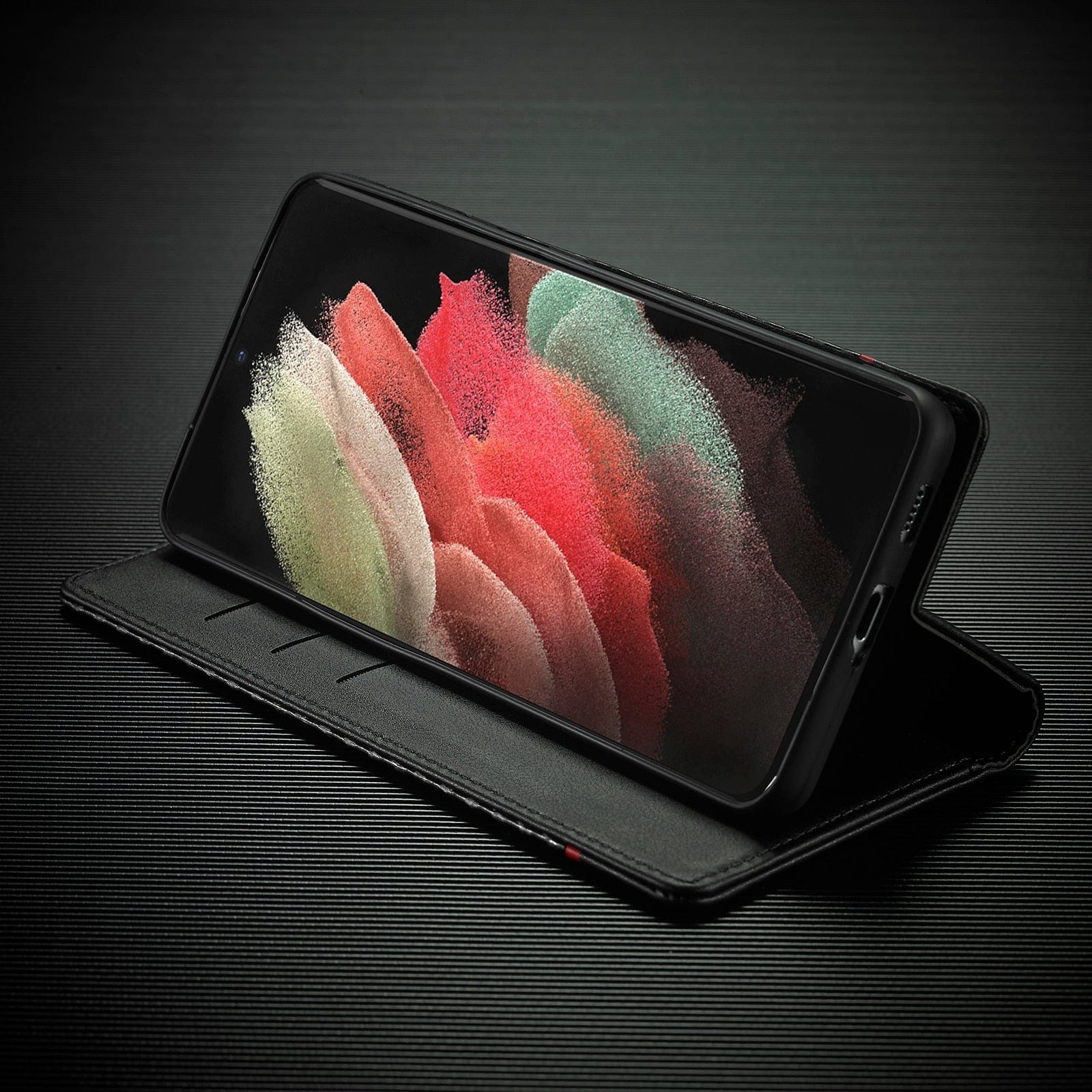 Maliben | S23 Phone Case | Card Holder Made Of Carbon Fiber Leather With Magnetic Closure