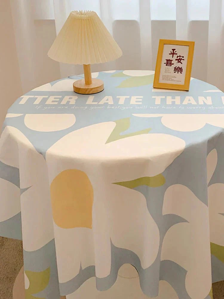 Maliben | Checked Design Round Cotton Tablecloth