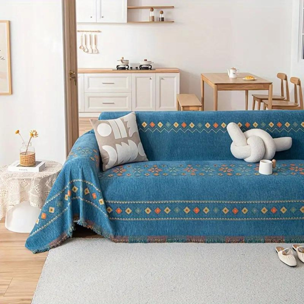 Maliben | Bohemian Tassel Sofa Cover Cotton Blend