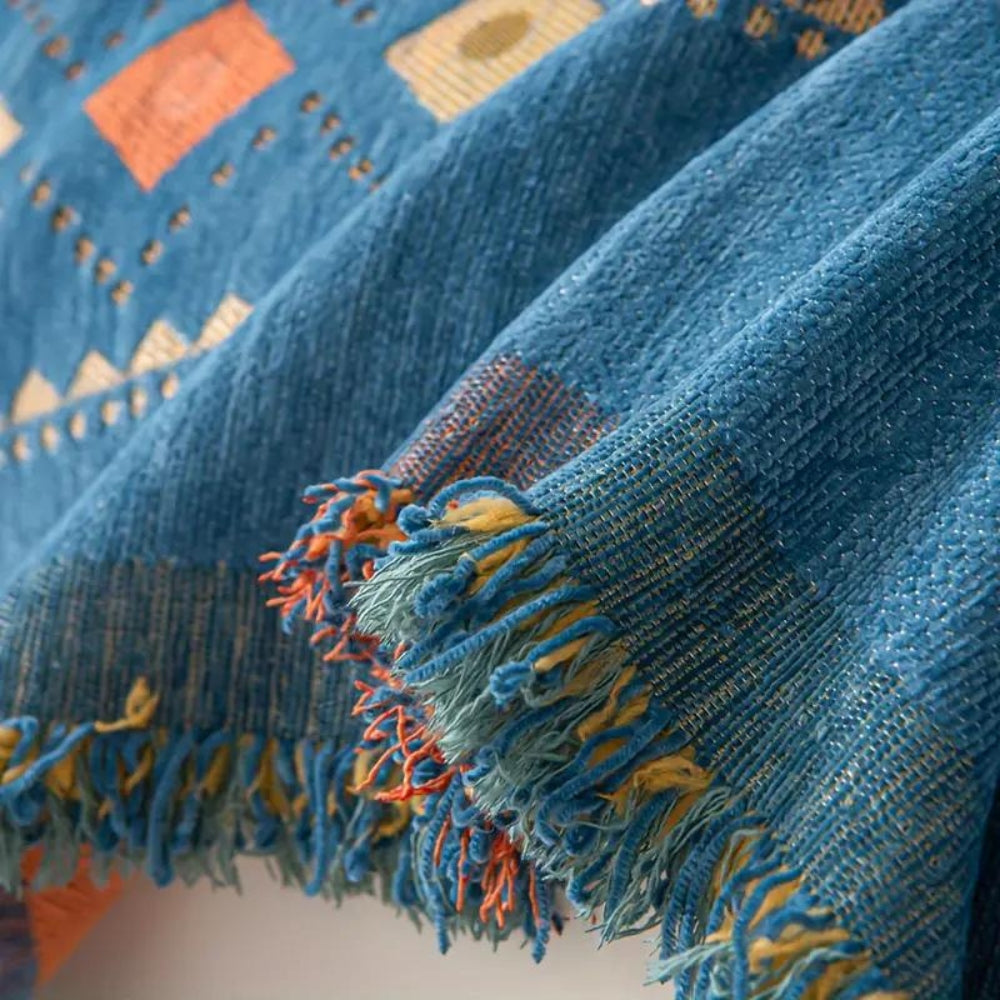Maliben | Bohemian Tassel Sofa Cover Cotton Blend