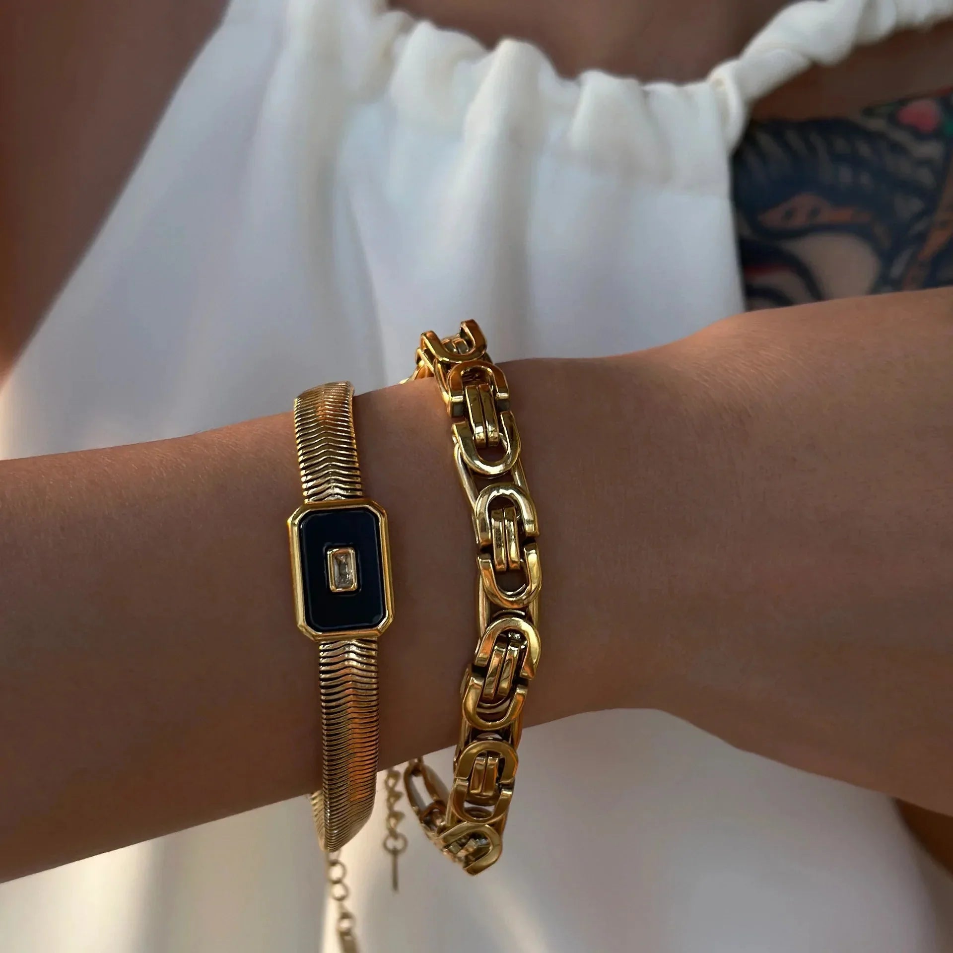 Maliben | Chunky Chain & Herringbone Bracelets