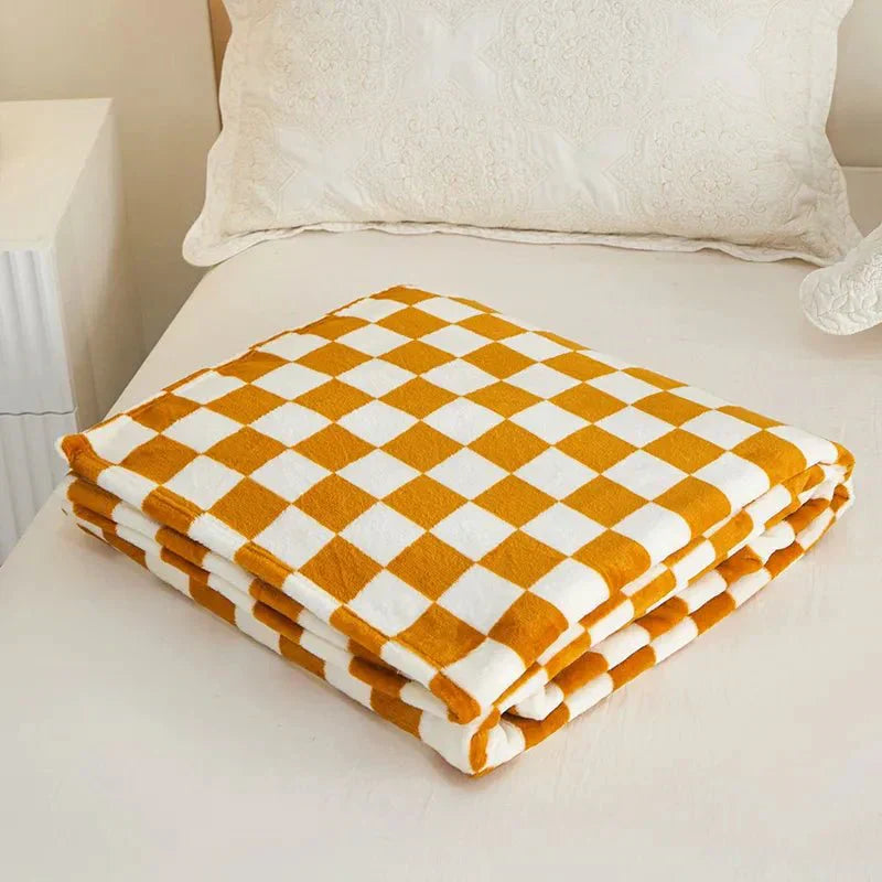 Maliben Classic Checkered Pattern Sofa Blanket