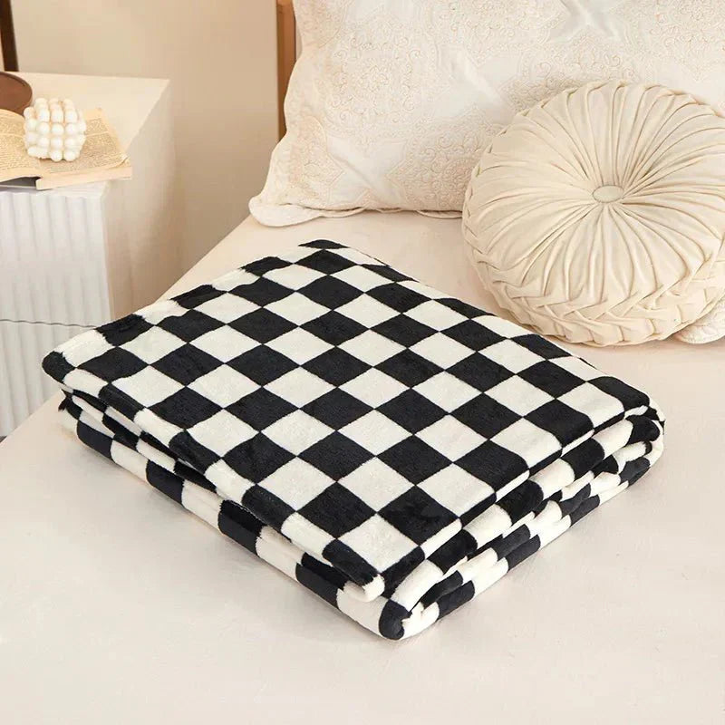 Maliben Classic Checkered Pattern Sofa Blanket