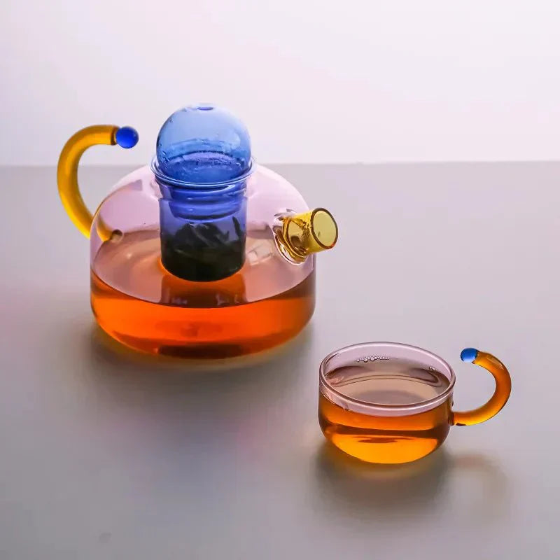 Maliben | Contrasting Color Glass Teapot Set – Stylish & Heat Resistant Design