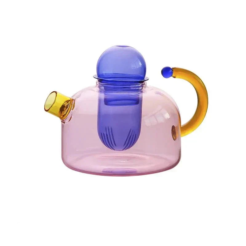 Maliben | Contrasting Color Glass Teapot Set – Stylish & Heat Resistant Design