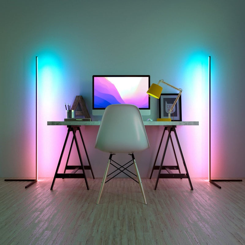 Maliben Smart LED Color-Changing Corner Floor Lamp with Remote Control