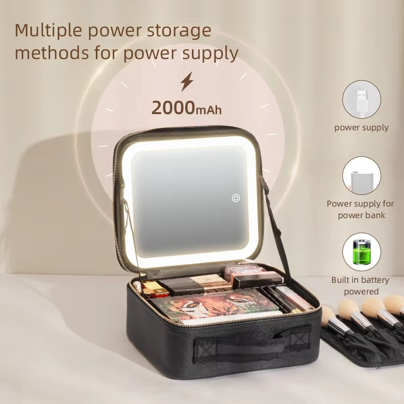 Maliben | Travel Makeup Bag With Led Mirror And Spacious Storage