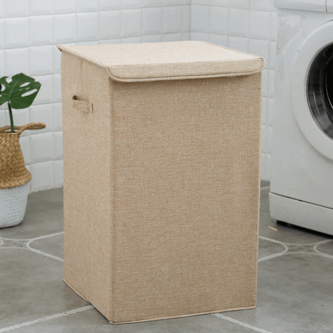 Maliben | Bamboo Linen Laundry Basket With Lid