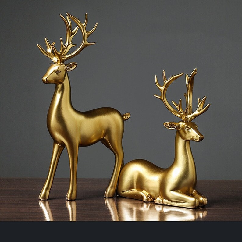 Maliben | Golden Couple Deer Figurines