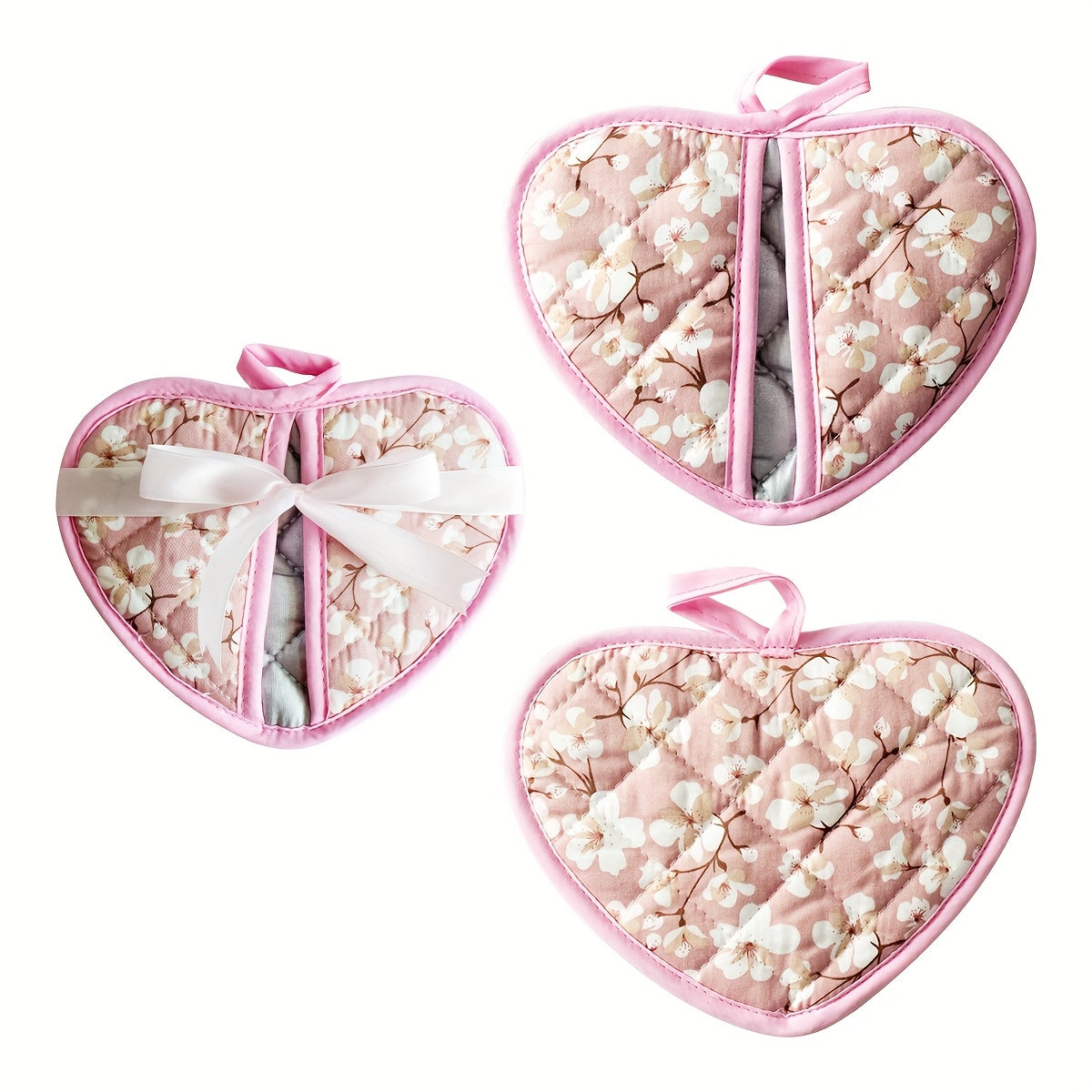 Maliben | Keukenhart Heat Resistant Oven Mitt Set – Decorative Heart Shaped Grip Pads