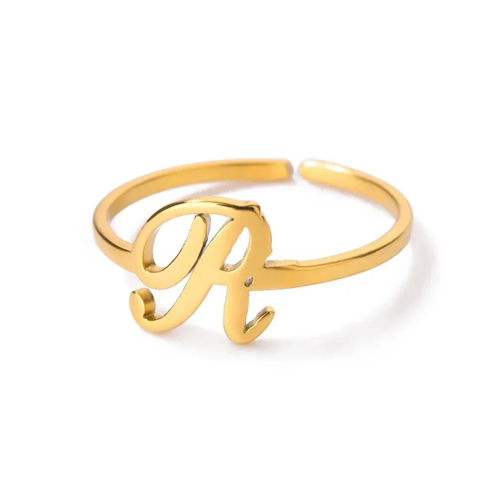 Maliben | Dainty Adjustable Classy Letter Initial Rings