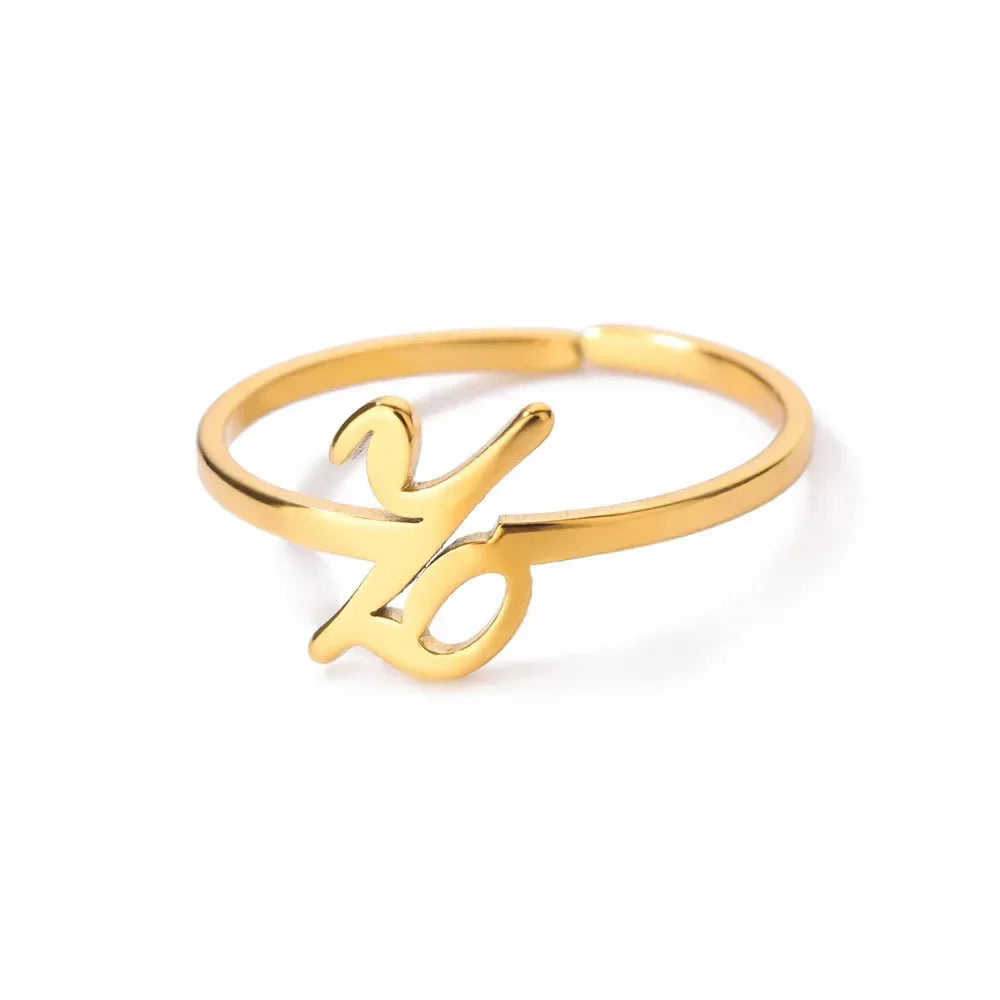 Maliben | Dainty Adjustable Classy Letter Initial Rings