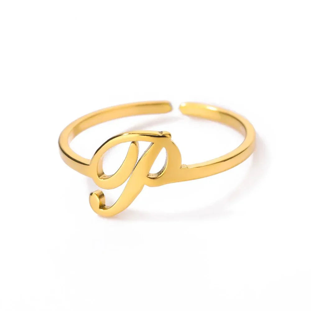 Maliben | Dainty Adjustable Classy Letter Initial Rings