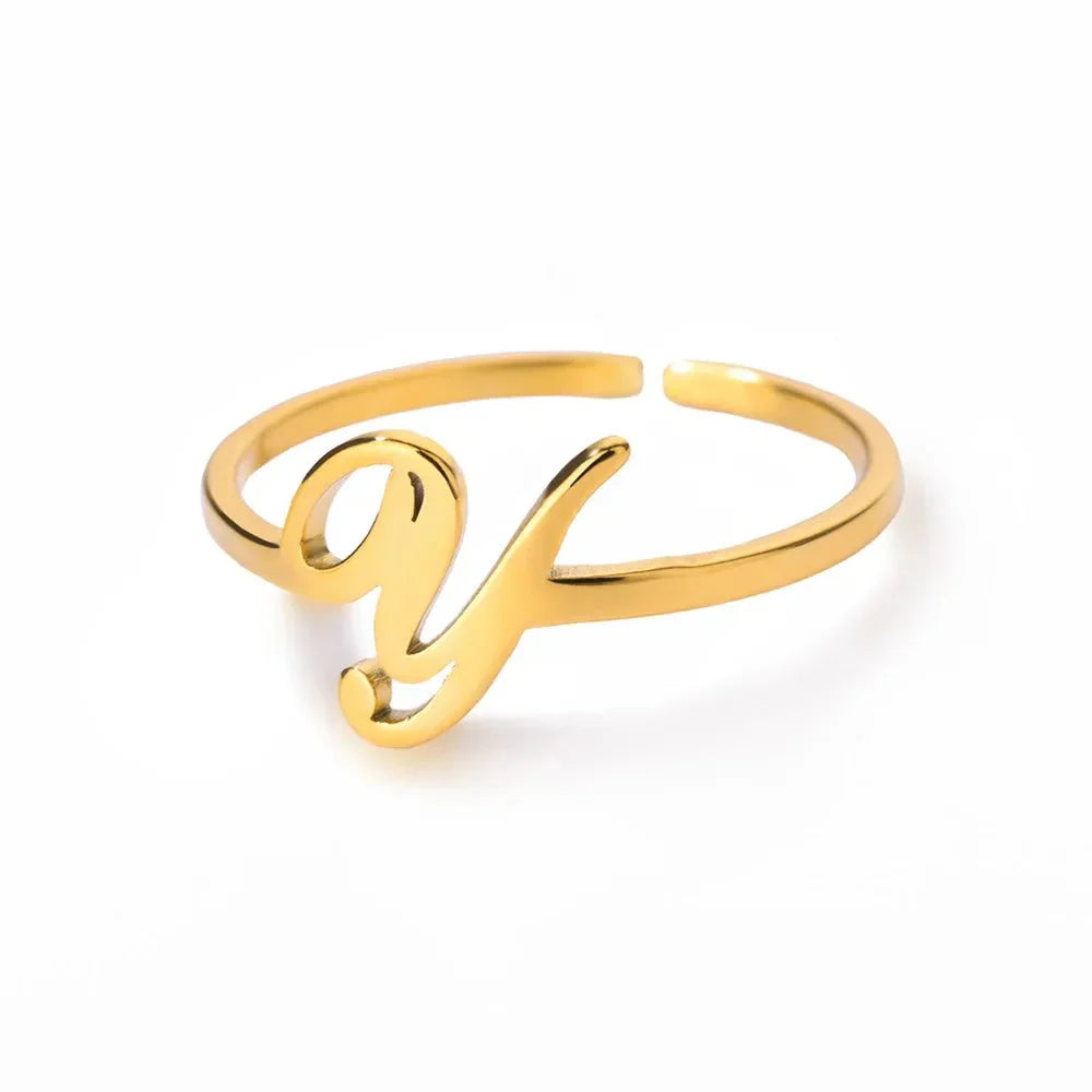 Maliben | Dainty Adjustable Classy Letter Initial Rings