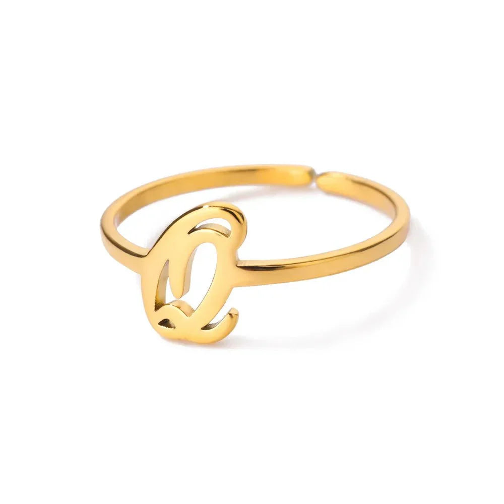 Maliben | Dainty Adjustable Classy Letter Initial Rings