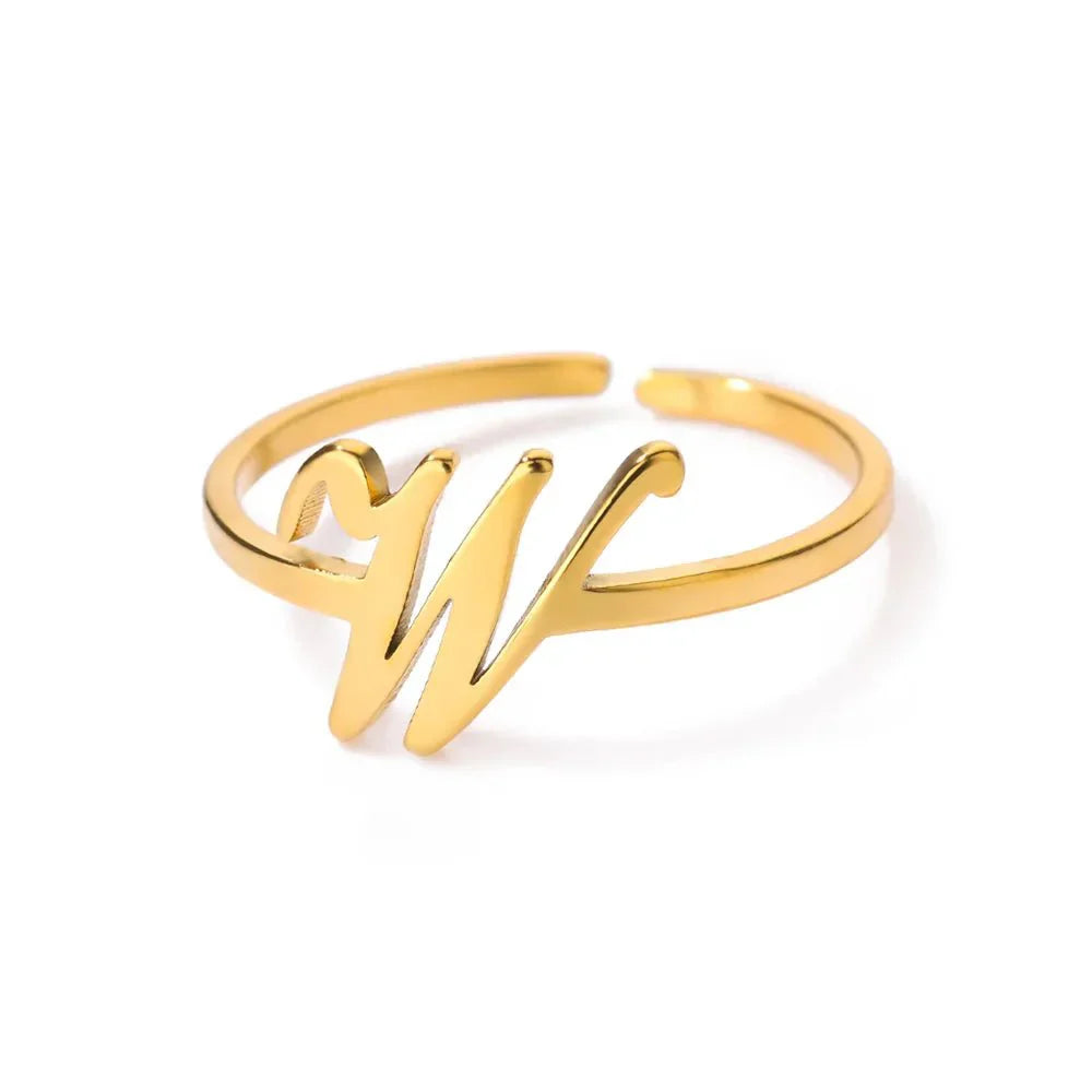 Maliben | Dainty Adjustable Classy Letter Initial Rings