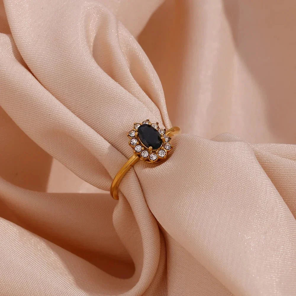 Maliben | Dainty Adjustable Oval Diamond Rings