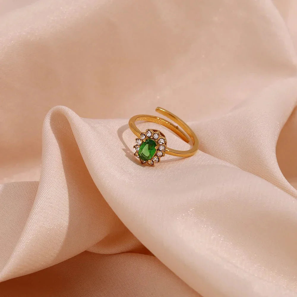 Maliben | Dainty Adjustable Oval Diamond Rings