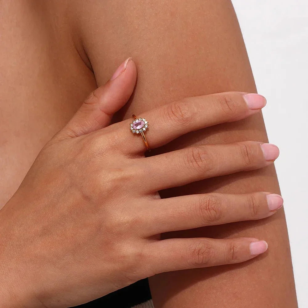 Maliben | Dainty Adjustable Oval Diamond Rings