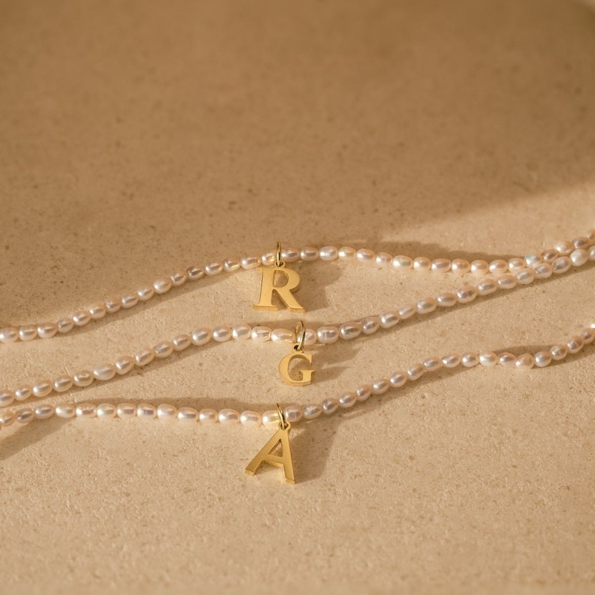 Maliben | Dainty Beaded Pearl Initial Necklace