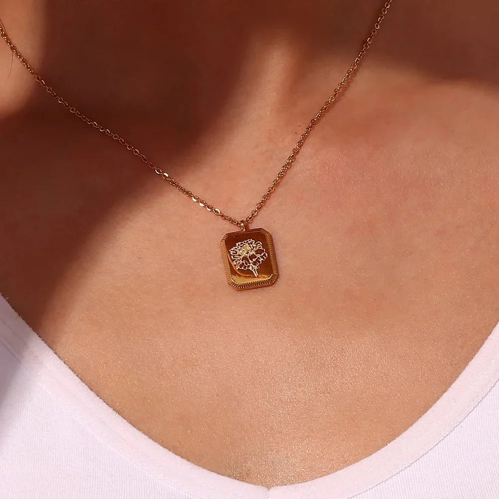 Maliben | Dainty Birth Month Flower Necklace