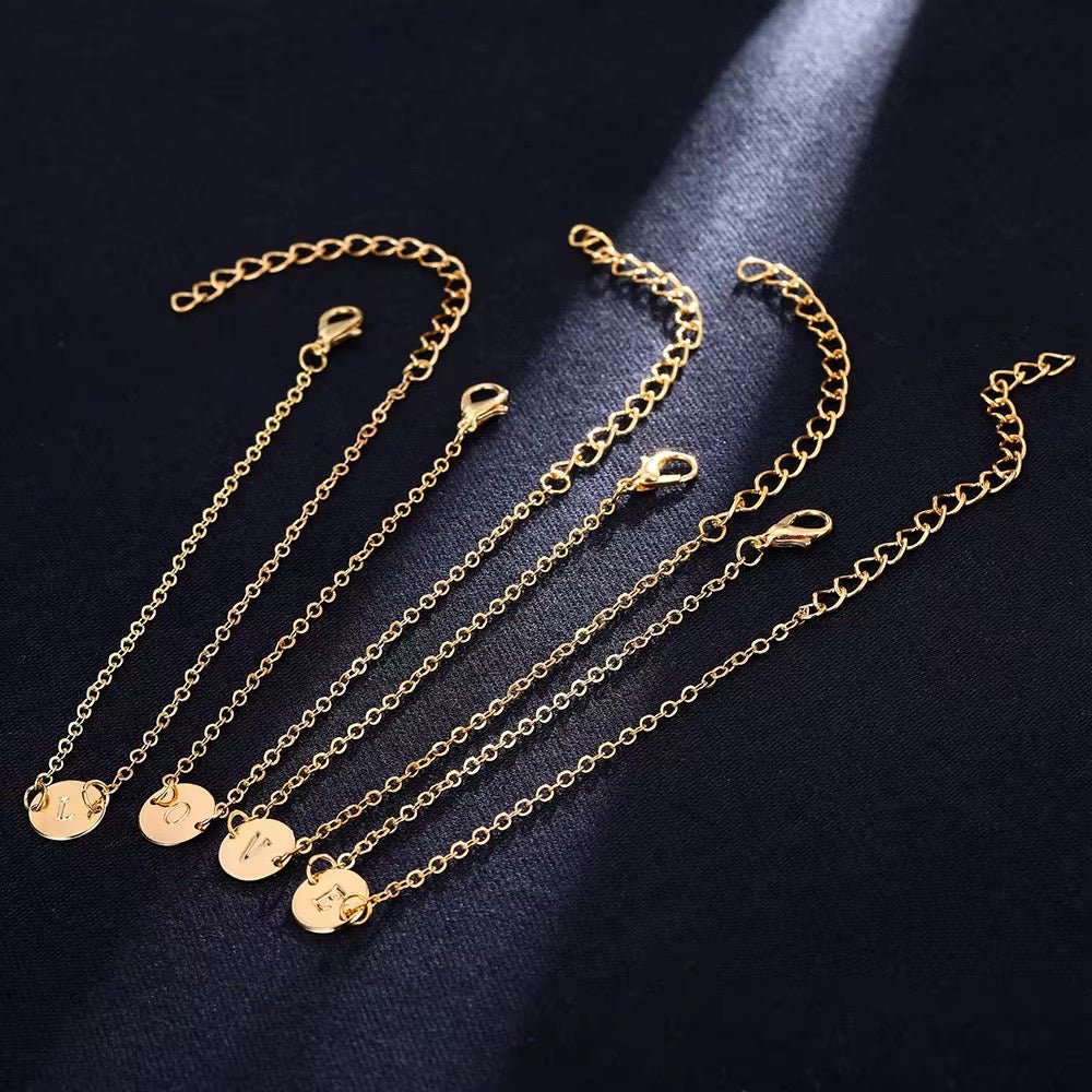 Maliben | Dainty Chain Letter Initial Charm Bracelet
