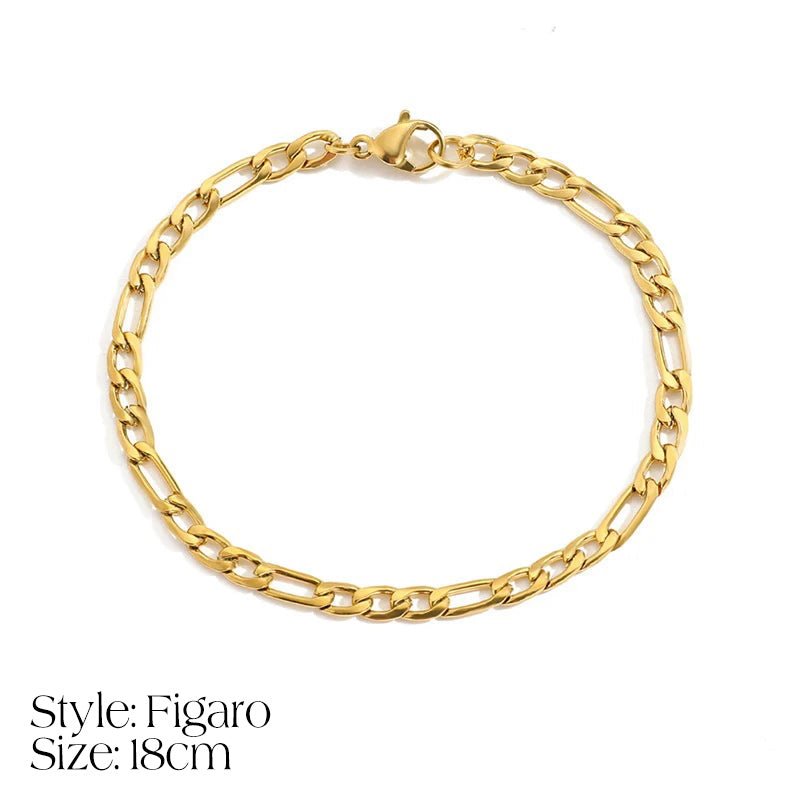 Maliben | Dainty Cuban Figaro Chain Letter Initial Bracelet