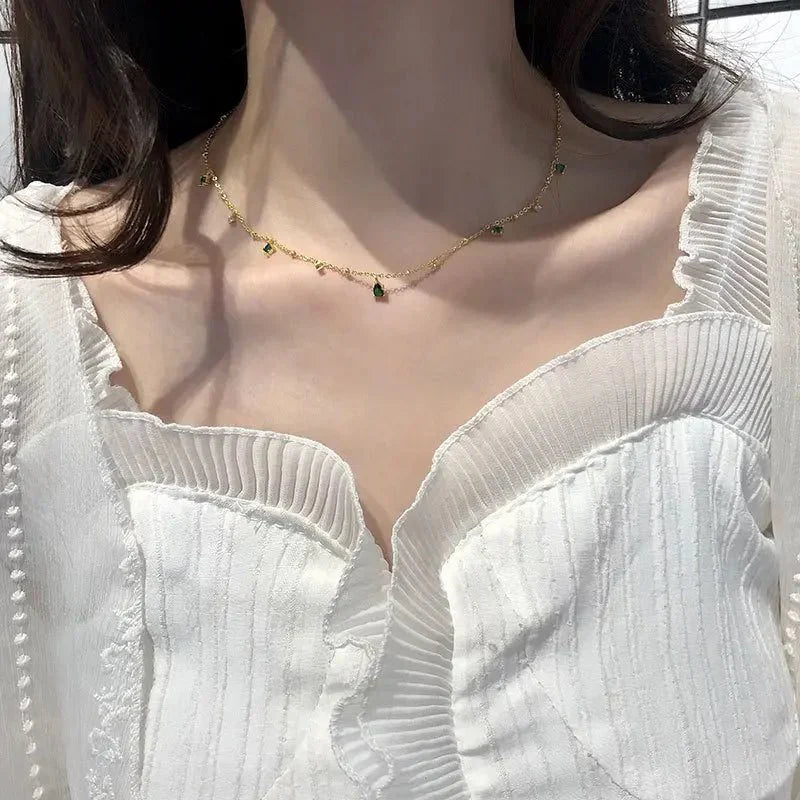 Maliben | Dainty Emerald Aurora Necklace