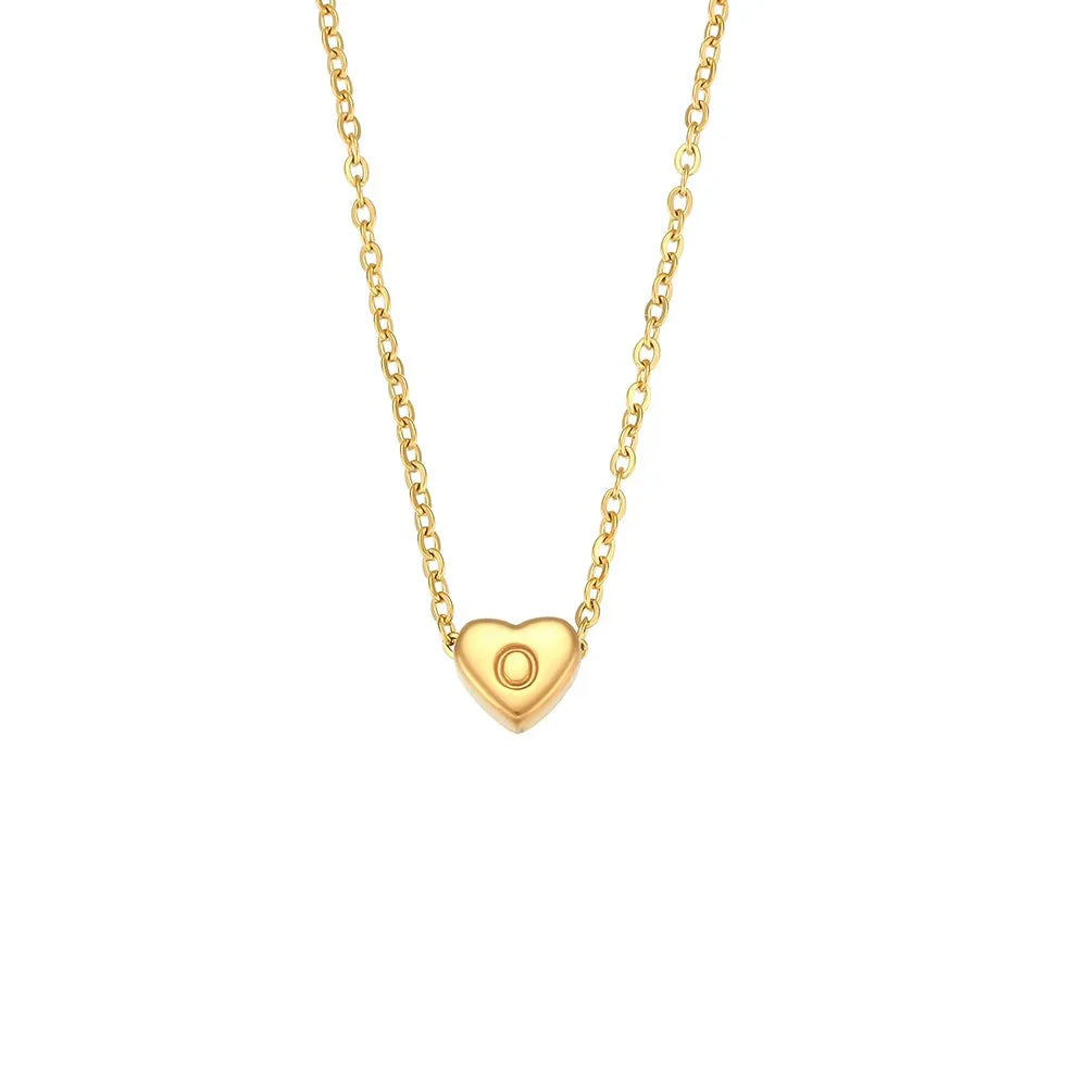 Maliben | Dainty Minimal Heart Initial Letter Necklace