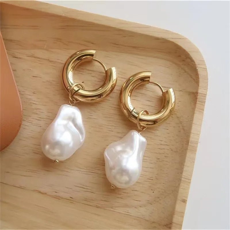 Maliben | Dainty Pearl Huggie Earrings