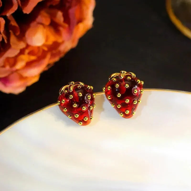 Maliben | Dainty Strawberry Grace Stud Earrings