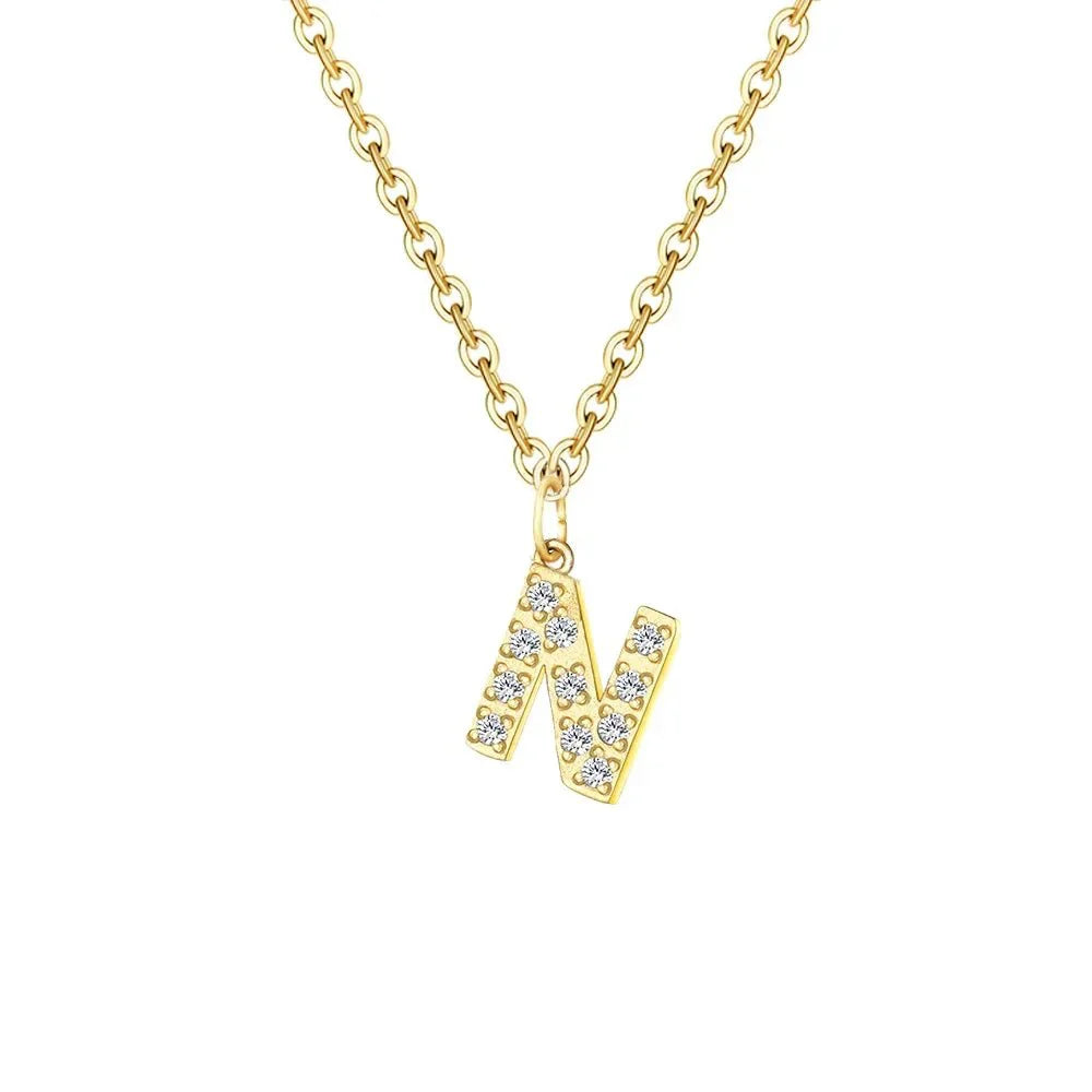 Maliben | Dainty Zircon Letter Initial, Number, Symbol Chain Necklace