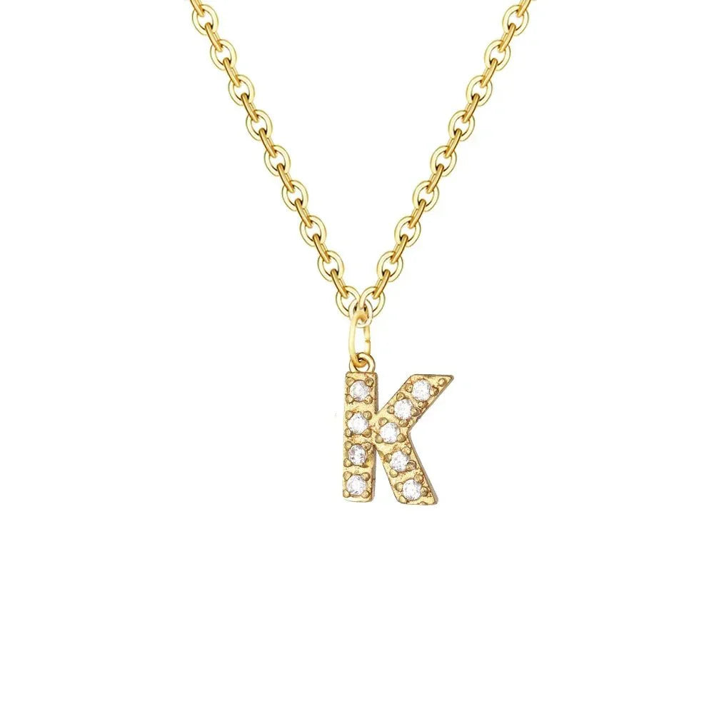Maliben | Dainty Zircon Letter Initial, Number, Symbol Chain Necklace