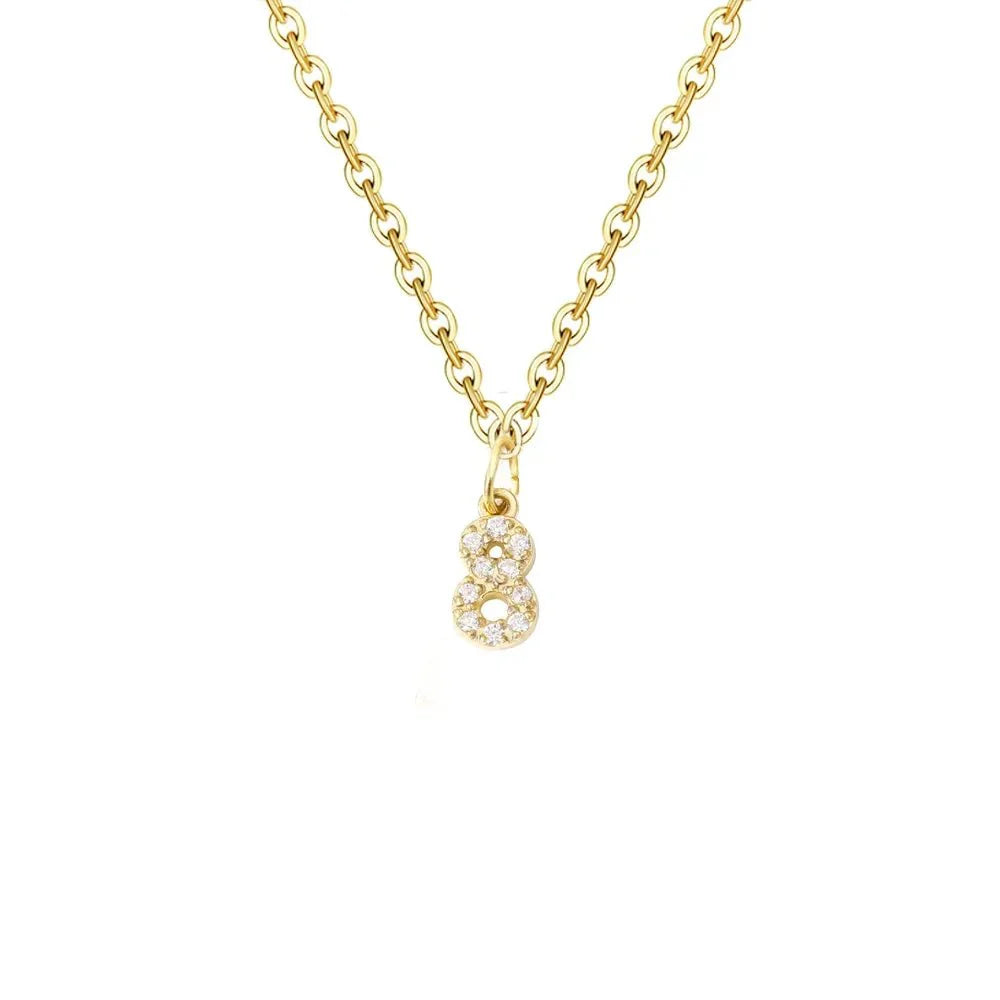 Maliben | Dainty Zircon Letter Initial, Number, Symbol Chain Necklace