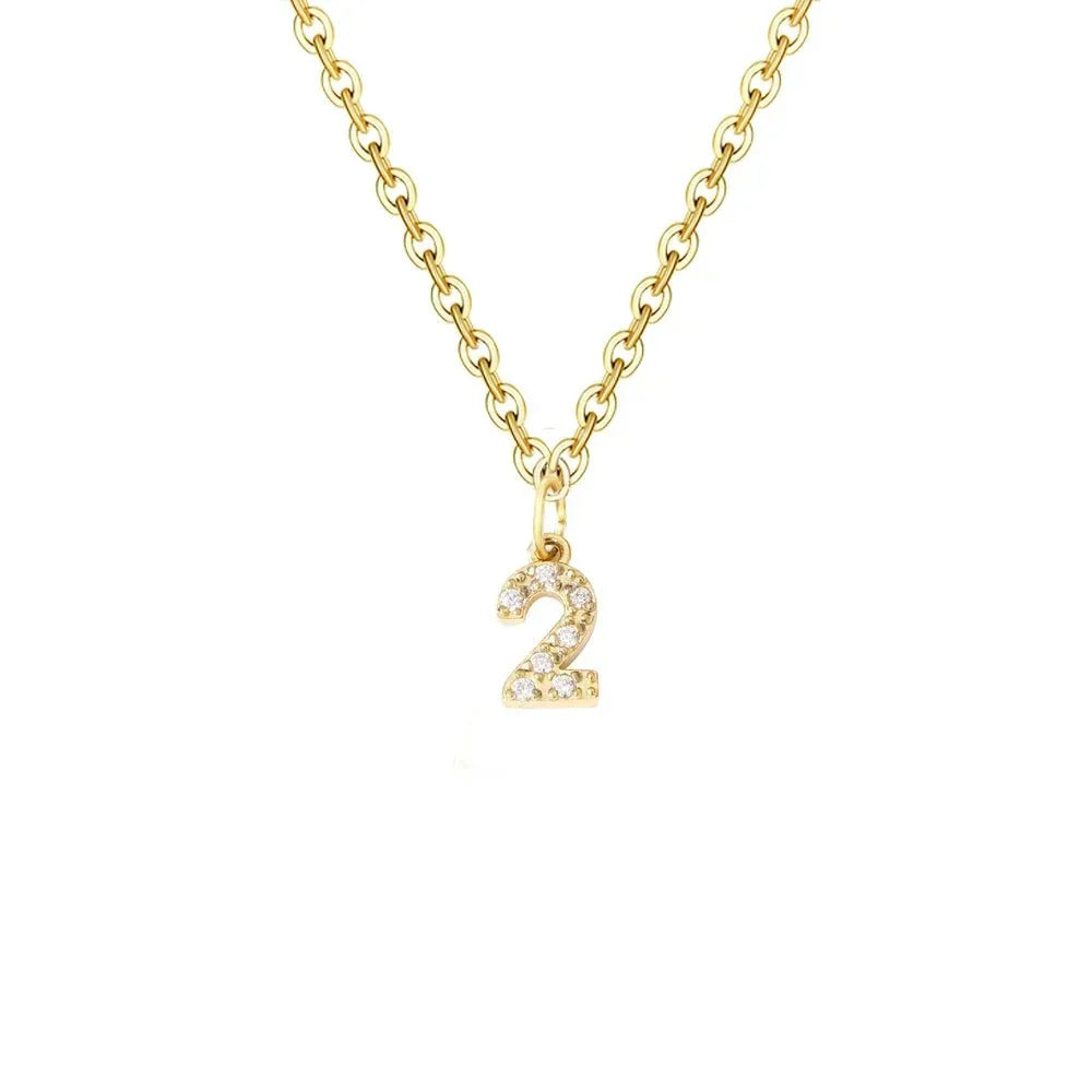 Maliben | Dainty Zircon Letter Initial, Number, Symbol Chain Necklace