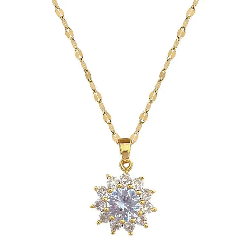 Maliben | Dazzling Sunflower Floral Necklace And Earrings
