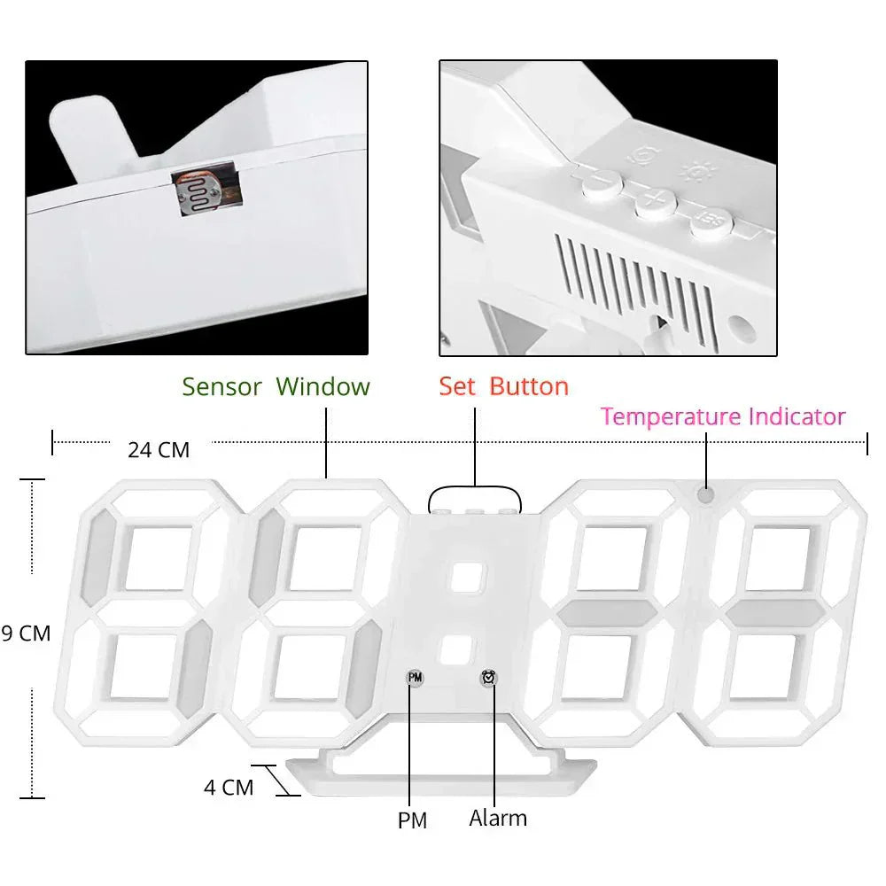 Maliben | Digital 3d Led Wall Clock – Modern Design With Dimming Function And Optimal Visibility